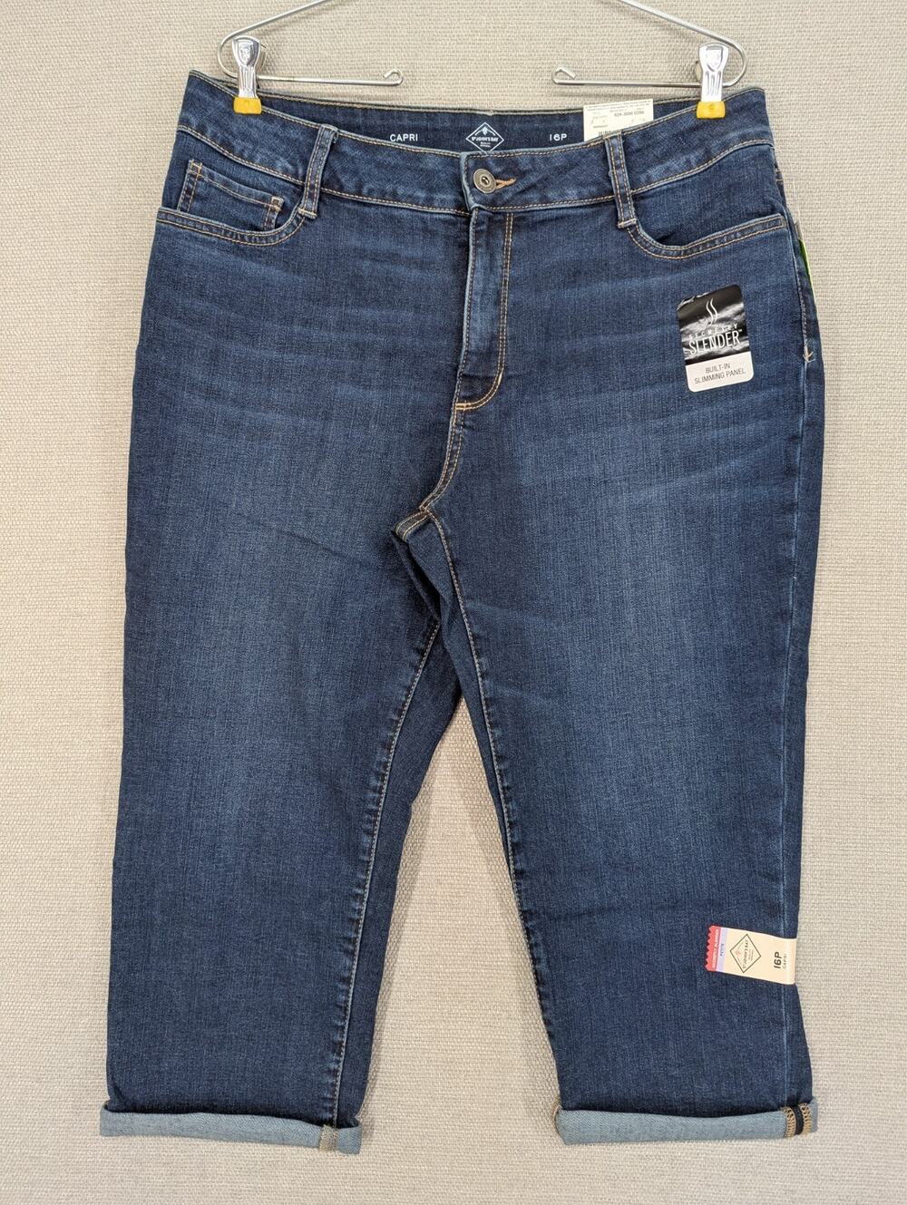 St John's Bay Blue Jeans Mid Rise Capri Size 16P Petite NWT -0625D161